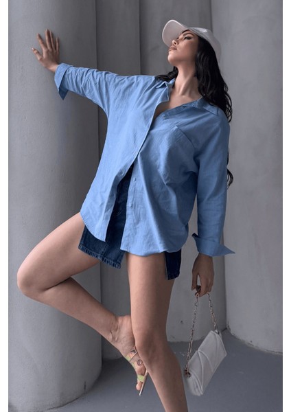 Kadın Marlot Oversize Keten Gömlek, 2025 Summer Collection
