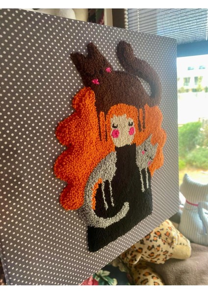 Nakışlı Duvar Panosu, Kedili Duvar Süsü, Kedi Figürlü Duvar Dekorasyon Ürünü, Kediler fiyatları