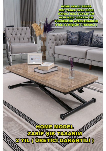 Home Üst Tabla Mdf Antiklayt Oval Köşe Alt Ayak Siyah