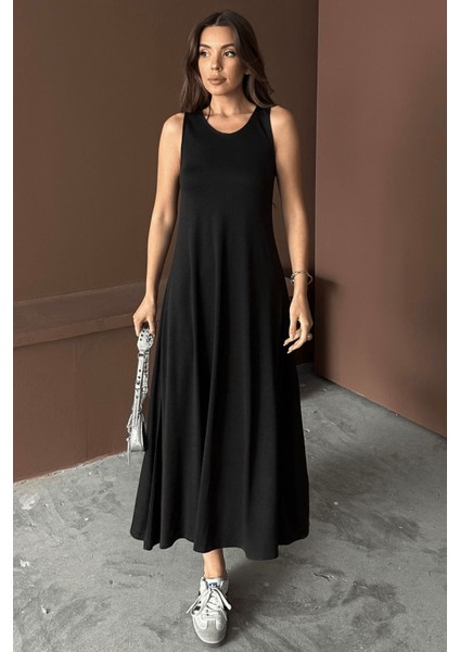 Kadın Eleanor Modal Pike Kumaş Maxi Yazlık Elbise modelleri