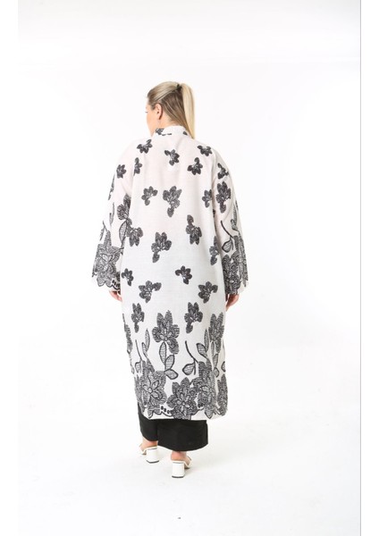 Kadın Büyük Beden Keten Kimono ve Pantolon Alt Üst Takım 24752 indirimleri
