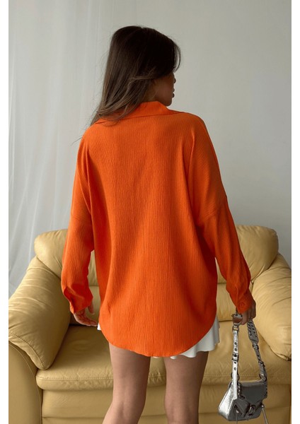 Kadın Olivia Oversize Bürümcük Kumaş Yazlık Gömlek