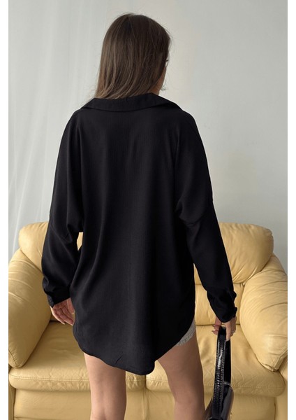 Kadın Olivia Oversize Bürümcük Kumaş Yazlık Gömlek