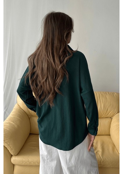 Kadın Olivia Oversize Bürümcük Kumaş Yazlık Gömlek