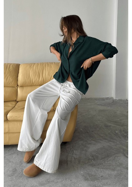 Kadın Olivia Oversize Bürümcük Kumaş Yazlık Gömlek