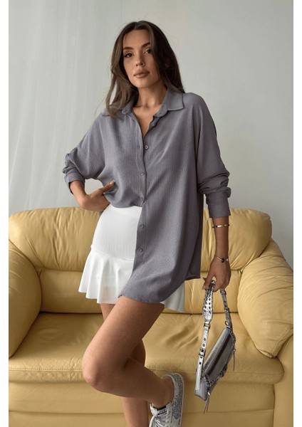Kadın Olivia Oversize Bürümcük Kumaş Yazlık Gömlek fiyatları