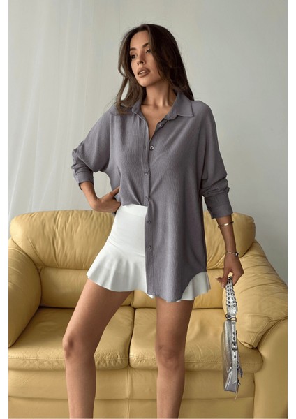 Kadın Olivia Oversize Bürümcük Kumaş Yazlık Gömlek indirimleri