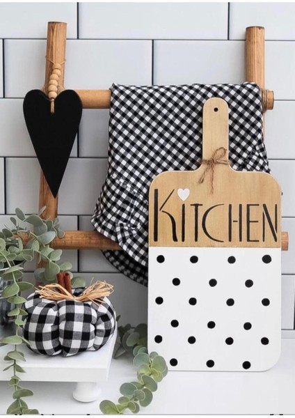 Kesme Tahtası Görünümlü Kitchen Yazılı Iskandinav Tarz Mutfak,duvar,tezgah,askı Süsü