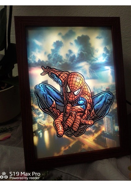 ,spiderman, Örümcek Adam LED Işıklı Dekoratif Çerçeve.