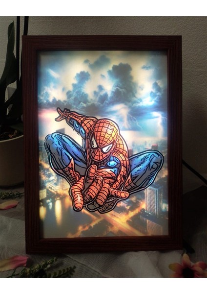 ,spiderman, Örümcek Adam LED Işıklı Dekoratif Çerçeve.