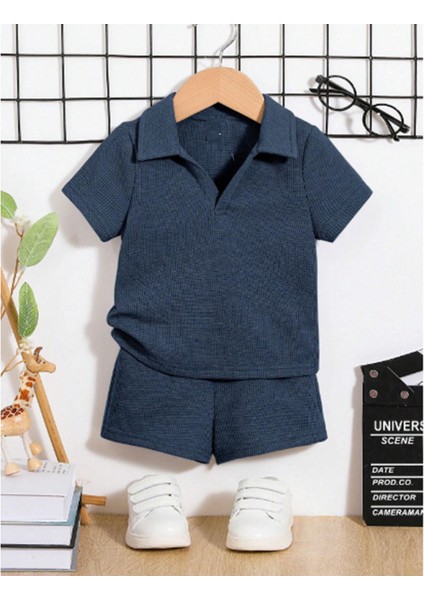 Erkek Çocuk Tshirt Şort Takım %100 Pamuk Polo Yaka