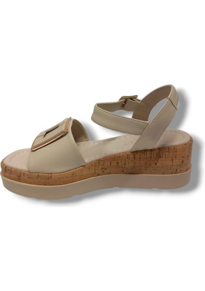 Fancy 2104-25 Deri Anatomik Kare Tokalı Kadın Sandalet modelleri