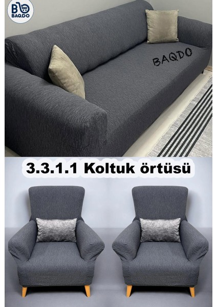 Koltuk Örtüsü 3+3+1+1 Takımı Lastikli Esnek Yıkanabilir Çekyat Kanepe Kılıfı.