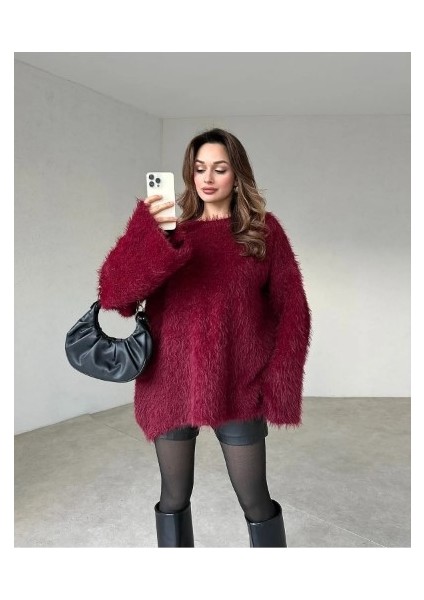 Yumuşak Dokulu Bordo Kazak