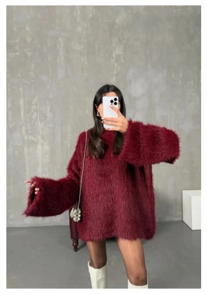 Yumuşak Dokulu Bordo Kazak modelleri