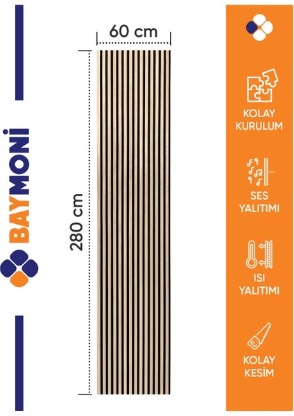 Baymoni Akustik Panel Sofya 60X280X1,7CM