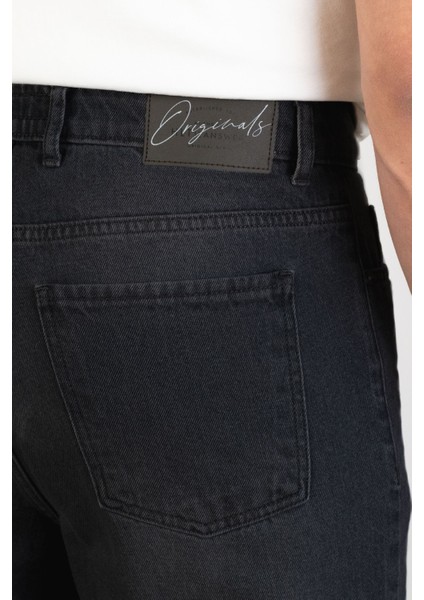 Erkek Antrasit Straight Baggy Fit Likrasız Rahat Kesim %100 Pamuk Loose Jean Pantolon George