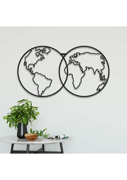 Dekoratif Ev Ofis Için Siyah Metal Küre Dünya Haritası Duvar Tablosu 70CMX38,5CM M3 fiyatları
