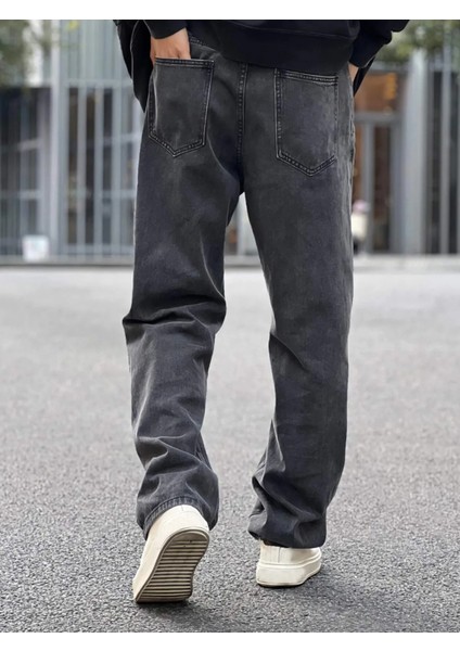Erkek Asit Yıkama Antrasit Kot Jean Baggy Pantolon modelleri