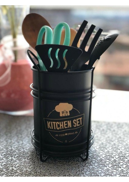 Büro Ev Ofis Mutfağı İçin Siyah Italyan Tasarımlı Düzenleyici Metal Kaşıklık modelleri