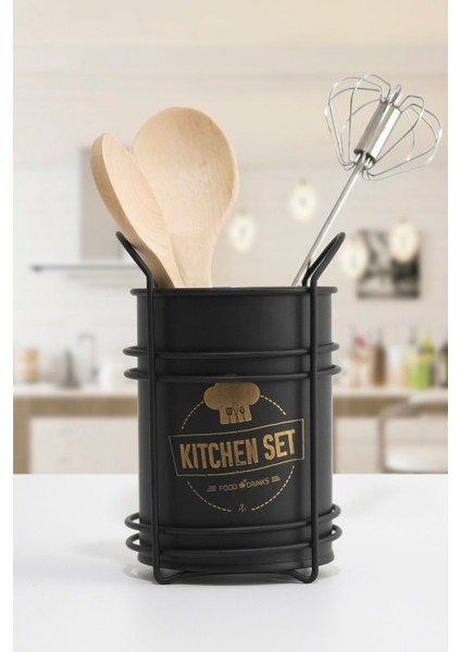 Büro Ev Ofis Mutfağı İçin Siyah Italyan Tasarımlı Düzenleyici Metal Kaşıklık fırsatları