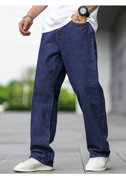 Erkek Jeans Yeşil Tint Denim Kot Baggy Pantolon