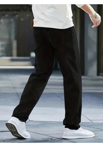Erkek Baggy Model Siyah Kot Pantolon Jean fırsatları