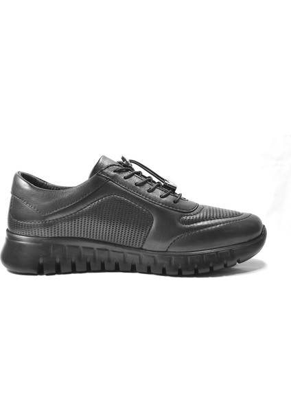 1185-E Deri Siyah Lastikli Ortopedik Casual Kadın Spor Ayakkabı modelleri