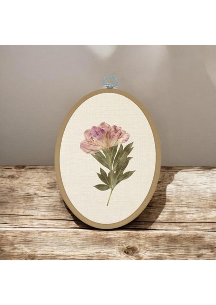 Kurutulmuş Çiçek - Elips Pano Kasnak Boyut: 15,50CM x 19CM