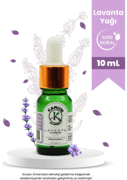 Aromaterapi Doğal Cam Damlalıklı Lavanta Uçucu Yağ 10ml