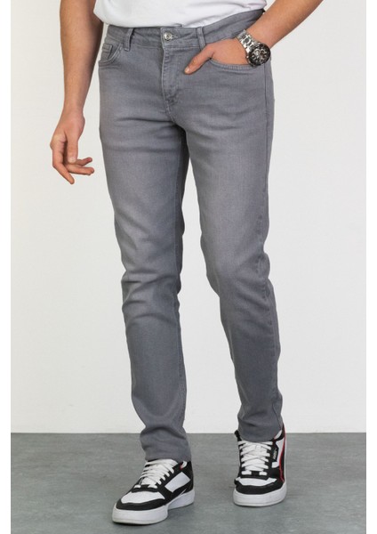 Erkek Gri Regular Fit Likralı Jean Kot Pantolon Henry modelleri