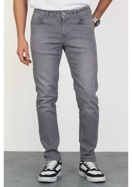 Erkek Gri Regular Fit Likralı Jean Kot Pantolon Henry fırsatları