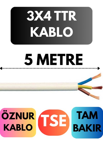 Öznur 3x4 Ttr Kablo Metre Seçenekli (Beyaz)