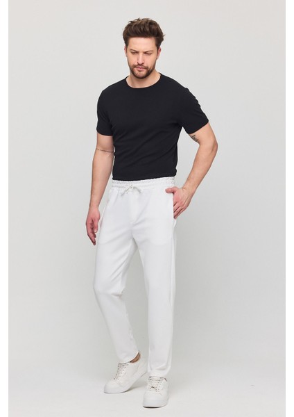 Erkek Slim Fit Beli Lastikli Ipli Likralı Rahat Jogger Pantolon