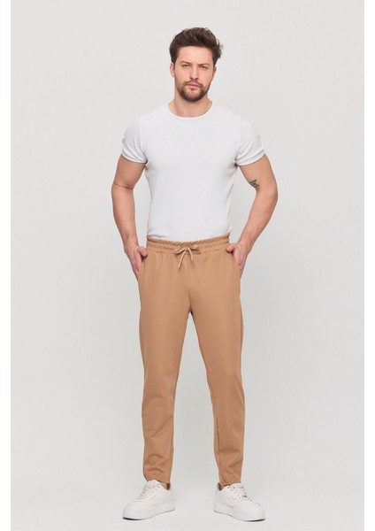 Erkek Slim Fit Beli Lastikli Ipli Likralı Rahat Jogger Pantolon