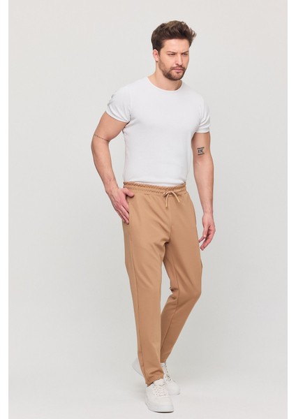 Erkek Slim Fit Beli Lastikli Ipli Likralı Rahat Jogger Pantolon