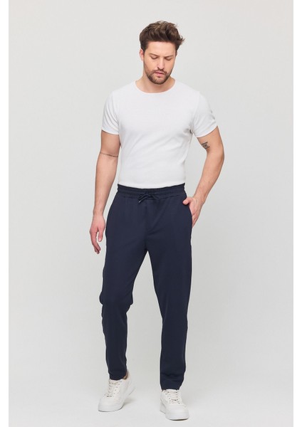 Erkek Slim Fit Beli Lastikli Ipli Likralı Rahat Jogger Pantolon