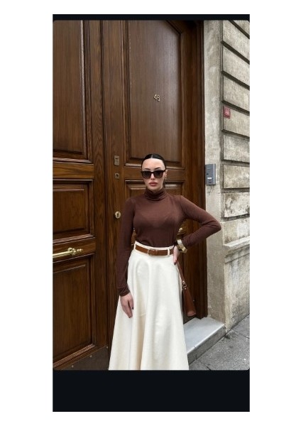 Gabardin Kumaş Beyaz Prenses Etek