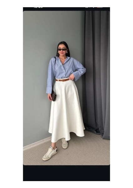 Gabardin Kumaş Beyaz Prenses Etek modelleri