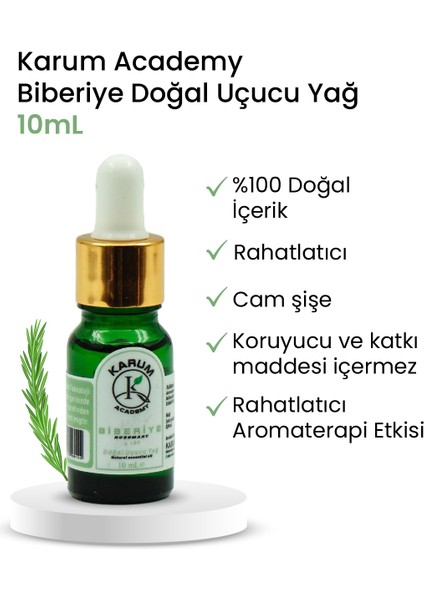 Aromaterapi Doğal Cam Damlalıklı Biberiye Uçucu Yağ 10ml
