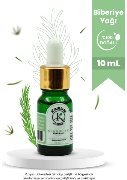 Aromaterapi Doğal Cam Damlalıklı Biberiye Uçucu Yağ 10ml