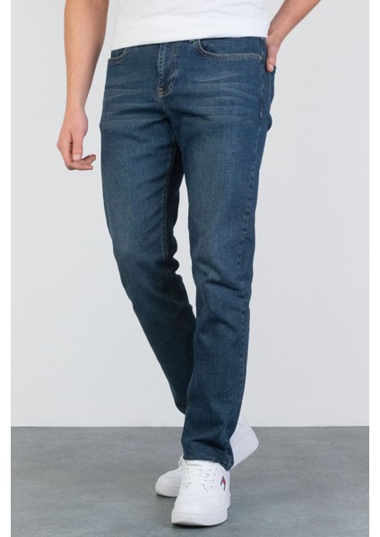 Erkek Halat's Regular Fit Okyanus Mavisi Likralı Jean Kot Pantolon Josef indirimleri