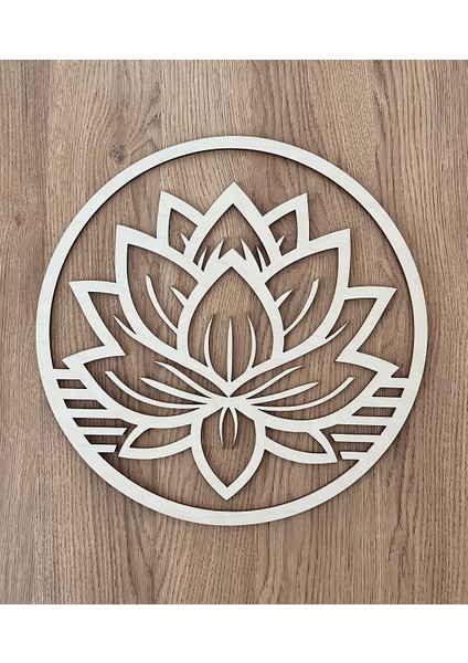 Lotus Temalı Minimalist Ahşap Tablo