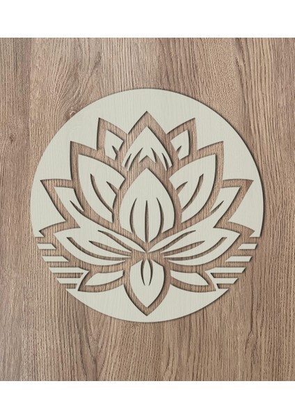 Lotus Temalı Minimalist Ahşap Tablo