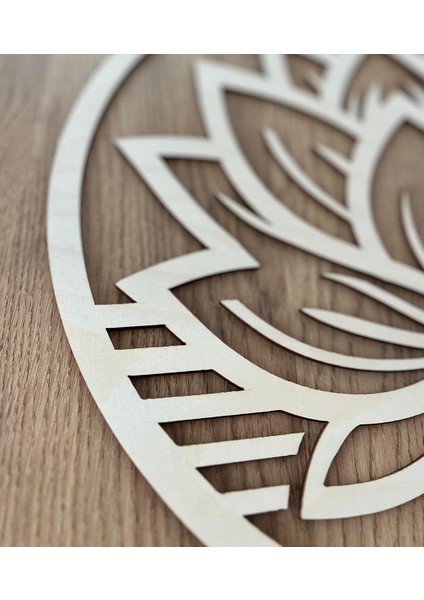 Lotus Temalı Minimalist Ahşap Tablo