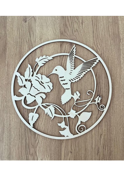 Sinek Kuşu Temalı Minimalist Ahşap Tablo