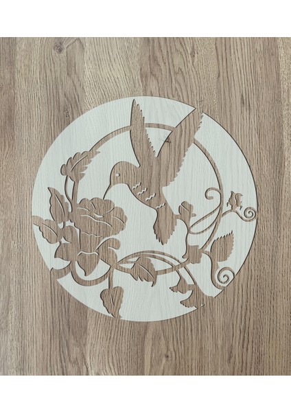 Sinek Kuşu Temalı Minimalist Ahşap Tablo