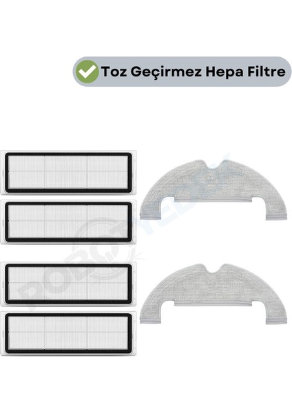 Dreame Z10 Pro Uyumlu Yedek Hepa Filtre ve Mop-6 Parça
