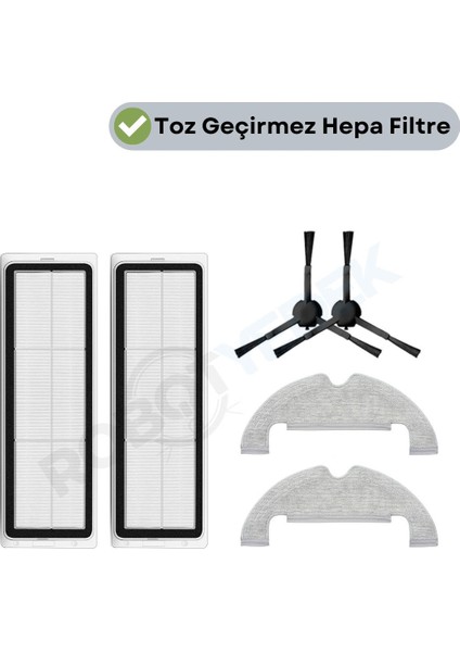 Dreame Z10 Pro Uyumlu Yedek Hepa Filtre Yan Fırça Mop-6 Parça