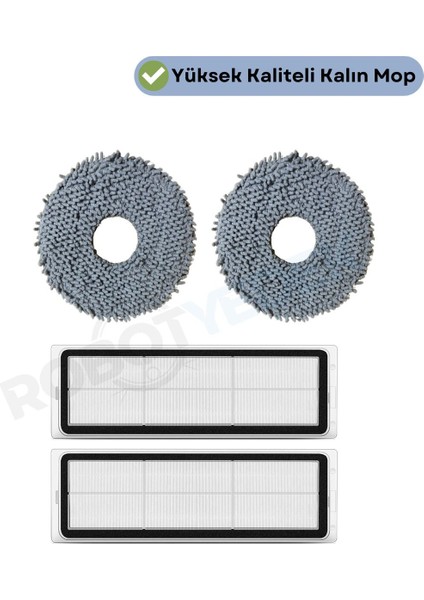 Dreame Bot L10S Pro Uyumlu Yedek Mop ve Hepa Filtre-4 Parça